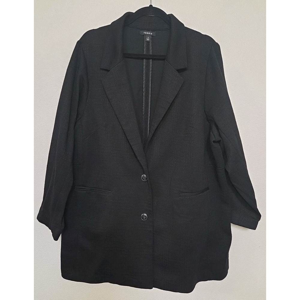 Torrid Women's Textured Knit Longline Blazer Black Plus Size 4